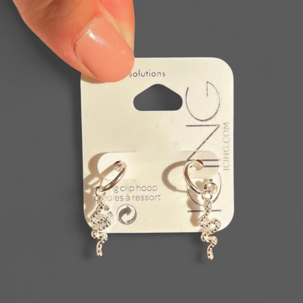 Silver Snake Hoop Earrings